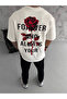 Men's Crew Neck Printed Oversize T-Shirt - White - 3