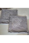 2 Pieces Velvet Cushion Cover/40X40Cm/Silvery Faux Leather Embroidered/Grey Silver - 4