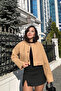 Side Button Detailed Crop Stitched Jacket - 2