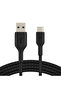 كابل شحن مضفر من USB-C إلى USB-A - 1 متر - أسود