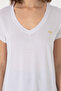 Women's White V-Neck Basic T-Shirt 50300829-Vr013 - 6