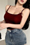 Women's Burgundy Camisole Fabric Strap Bow Detail Blouse - 6