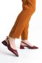 Women's Burgundy Patent Leather Buckle Strap New Season Short 3 cm Heeled Shoes - 4