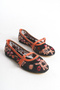 Women's Special Design Red Embroidered Flower Embroidered Detailed Ballerina Shoes on Tulle - 6