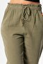 Muslin Carrot Summer Trousers Khaki Hk - 3