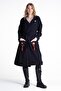 Long Sleeve Flannel Hazel Double Pocket Belt Detailed Autumn and Winter Jacket Black Black