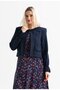 Long Sleeve Flannel Selen Short Autumn and Winter Coat Navy Blue Lcvt