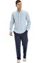 Long Sleeve Narrow Fit Şile Cloth Single Pocket Men's Summer Shirt Ice Blue 3027 - 6