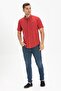 Short Sleeve Slim Fit Şile Cloth Single Pocket Men's Summer Shirt Red 3051 - 3