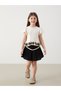 Lcw Kids Black Elastic Waist Pleated Girls Skirt