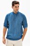 Long Sleeve Şile Cloth Bodrum Men's T-shirt Jeans Blue 9011 - 3