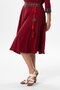 Talya Sile Cloth Tassel Detail Embroidered Midi Length Summer Skirt Claret Red Brd - 5