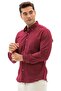 Long Sleeve Slim Fit Şile Cloth Single Pocket Men's Summer Shirt Dark Claret Red 3068 - 6