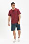 Short Sleeve Sile Cloth Studded Men's Summer T-Shirt Dark Burgundy 3068 - 3
