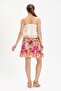 Nesrin Voile Short Summer Skirt Pink Pmb - 4