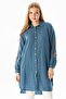 Long Sleeve Deck Shirt Collar Summer Muslin Tunic Indigo indg