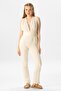 Sleeveless Alisa Chile Cloth Back Detail Tie-Up Summer Jumpsuit Cream Cream