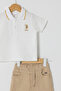 Baby Boy Crew Neck Pigment Printed Summer Regular Fit White Baby Set Usb2625-C-V2 - 2