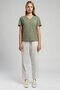 Alberta normal waist tapered cut narrow leg ecru women's trousers