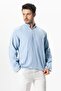 Long Sleeve High Collar Muslin Summer Sweatshirt Ice Blue Bmv - 4