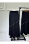Women's Black Crepe Fabric Stone Flounce Flared Skirt