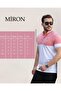 Pink and White Kagi Ston Piece Polo Neck Short Sleeve T-Shirt - 2402 - 4