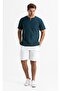 Short Sleeve Sile Cloth Crew Neck Men's Summer Tshirt Dark Petrol 3069