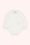 Baby Girl Collared Ecru Body Shirt with Embroidery Detail
