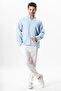 Long Sleeve High Collar Muslin Summer Sweatshirt Ice Blue Bmv - 5
