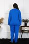 Fashion Line Women's Plus Size Cotton Pocket Buttoned Cobalt Blue Pajamas Suit 202401 - 3