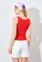 Women's Red Boat Neck Gathered Sides Sandy Blouse - 6