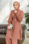 Stone Embroidered Set with Arms - Camel - 3