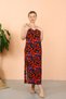 Fashion Stripe Women's Rope Strap Slit Long Black Nightgown 90124 - 6