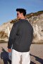 Men's Anthracite Color Knitted Ottoman Fabric Long Sleeve Shirt - 6