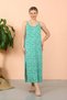 Fashion Stripe Women's Rope Strap Slit Long Green Nightgown 90118 - 3