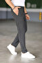 Men's Anthracite Italian Cut Lycra Fabric Trousers Slim Fit Pipe Leg Sport Style Classic Pantalon - 4