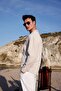 Men's Beige Color Knitted Ottoman Fabric Long Sleeve Shirt - 4