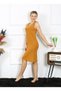 Moda Çizgi Women's Thick Strap Combed Cotton Nightgown Mustard 14001 - 3