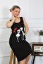 Women's Thick Strap Combed Cotton Long Black Nightgown 12001 - 5
