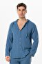Long Sleeve Men's Hooded Summer Muslin Sweatshirt Indigo Indg
