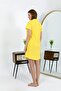 Women's Cotton Combed Short Sleeve Buttoned Yellow Tunic Nightgown 13111 - 4