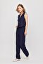 Buttoned Front Striped Vest Trouser Suit - 6622A Navy - 7
