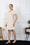 Women's Cotton Linen Short Sleeve Buttoned Cream Tunic Nightgown 13108 - 4