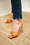 Cholly Orange Bow Straw Women's Heeled Shoes - 3