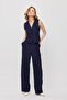 Buttoned Front Striped Vest Trouser Suit - 6622A Navy - 8