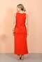 Women's Thick Strap Slit Long Red Nightgown 90110 - 7