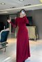 Burgundy Dress with Finger Snap - 3