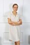 Women's Cotton Linen Short Sleeve Buttoned Cream Tunic Nightgown 13108