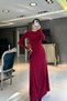 Burgundy Dress with Finger Snap - 2