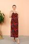 Women's Rope Strap Slit Long Black Nightgown 90124 - 6